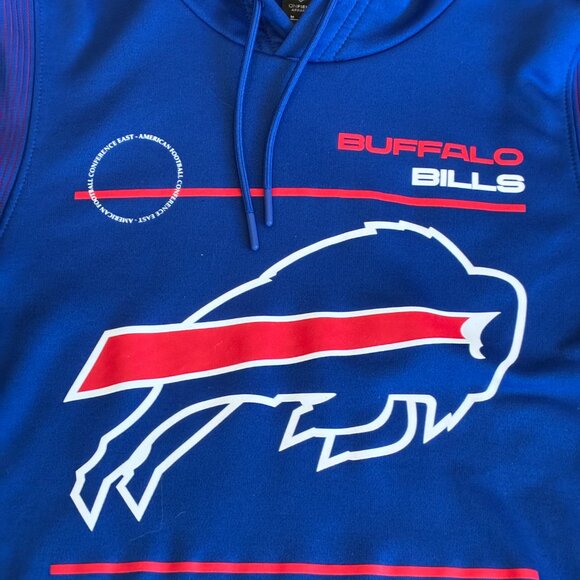 NEW Buffalo Bills NFL Nike Blue with Logo Hoodie Sweatshirt Top Long-Sleeves - Picture 2 of 15